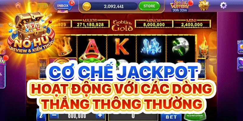 Cơ chế jackpot hoạt động với các dòng thắng thông thường